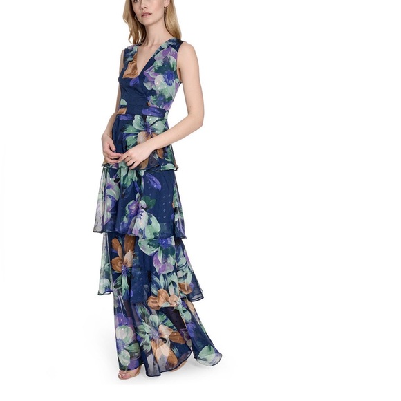 Eliza J Floral Tiered Maxi Dress - Blue and Purple - Picture 2 of 14
